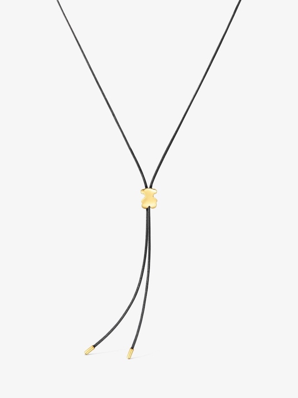 Tous Black Cord Necklace with Gold Bear Accent